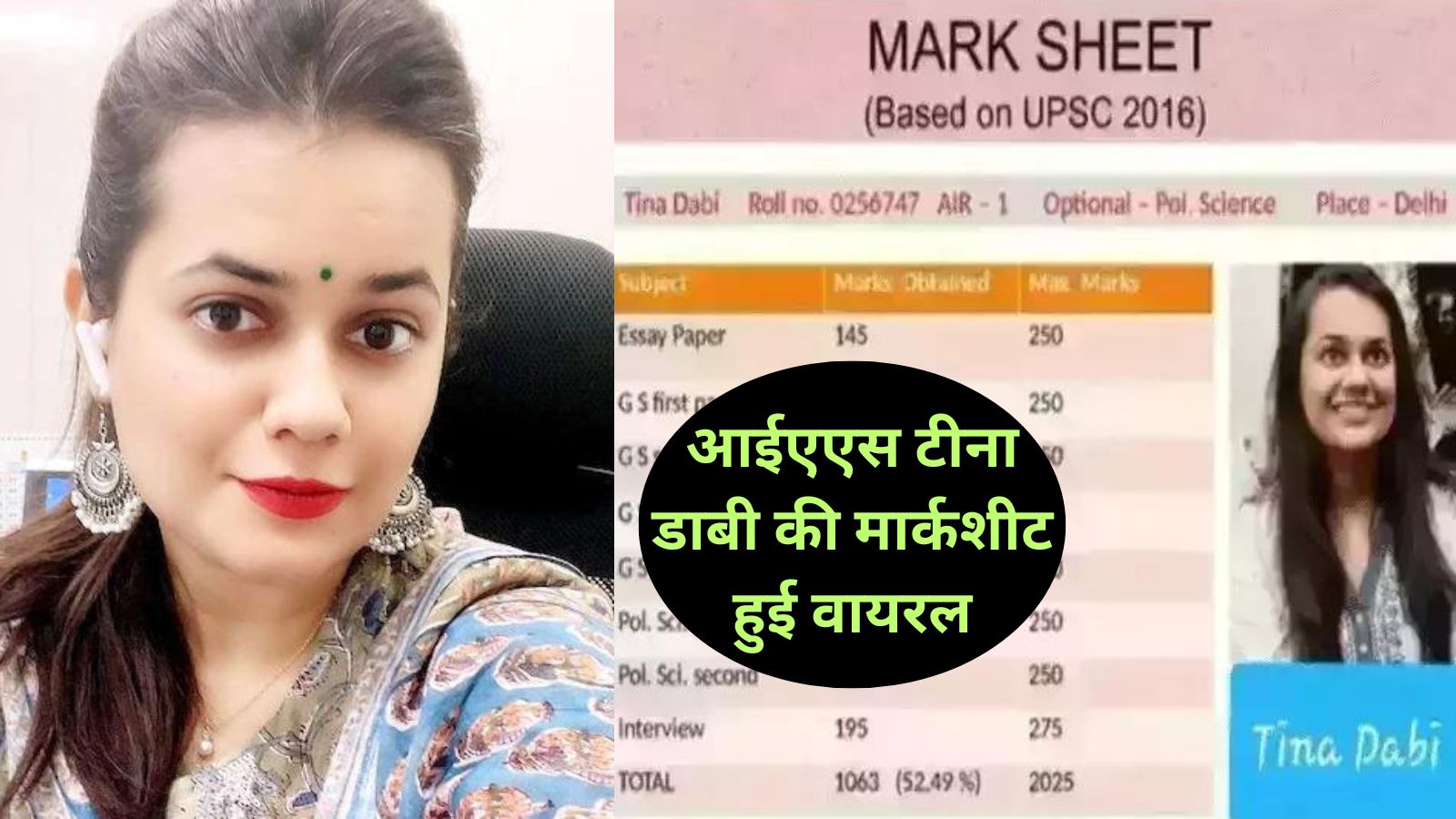 IAS Tina Dabi Marksheet:आईएएस टीना डाबी की मार्कशीट हुई वायरल,आप भी देखें मार्कशीट