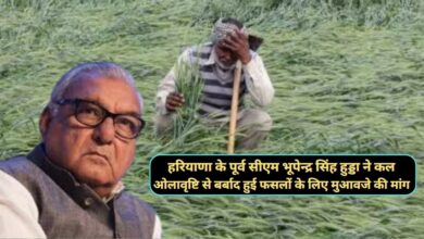 Bhupinder Singh Hooda : हरियाणा के पूर्व सीएम भूपेन्द्र सिंह हुड्डा ने कल ओलावृष्टि से बर्बाद हुई फसलों के लिए मुआवजे की मांग