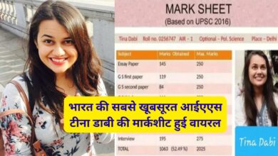 Tina Dabi Marksheet